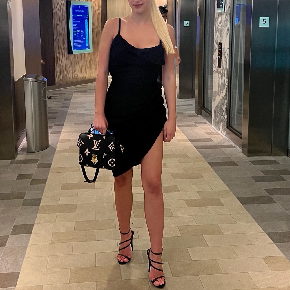 Jacquemus Black Slip Mini Dress Spaghetti Strap